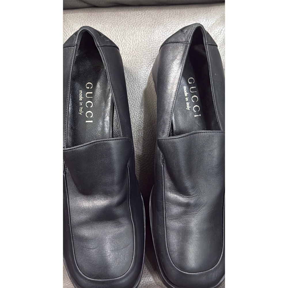 Gucci Black Leather Square Toe Loafer Made in Italy 100 0522 35 D Men 5 Womens 7